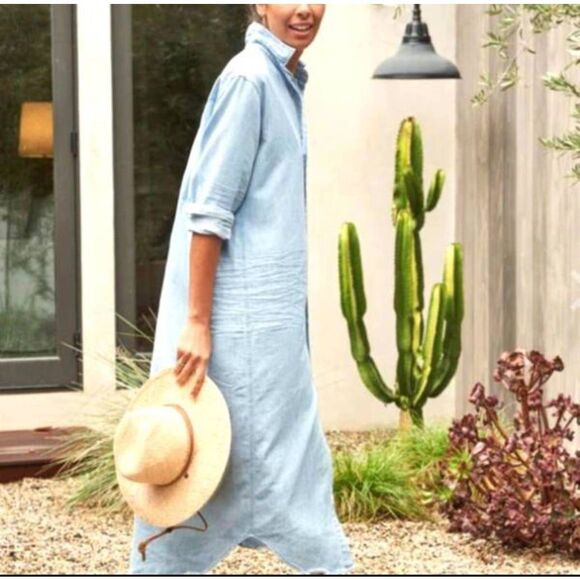 Frank & Eileen Dresses & Skirts - Frank & Eileen Rory Maxi Shirtdress in Tattered Light Blue Denim sz Medium